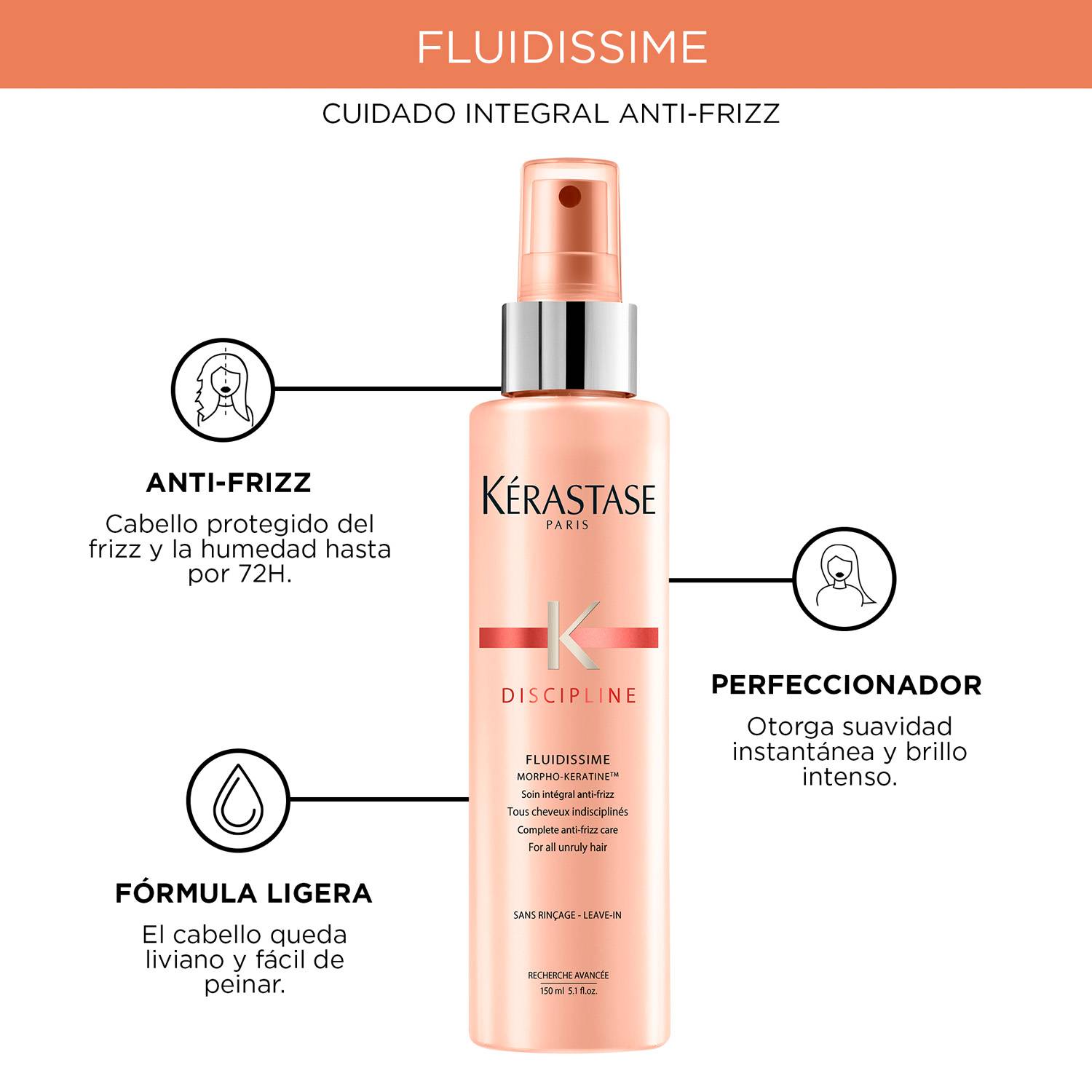 5. Spray térmico Fluidissime Discipline 150 ml anti-frizz - Imagen 2