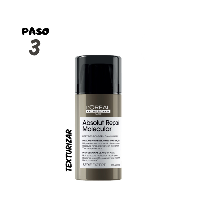 2. Mascarilla Portable Termo Protectora para Reparar el Cabello Dañado ABSOLUT REPAIR MOLECULAR L’Oreal Serie Expert 100ml